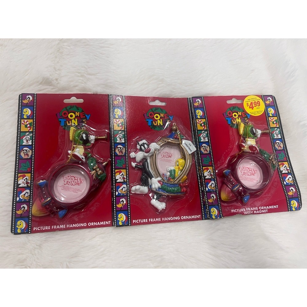 Vintage 1997 Looney Tunes Picture Frame Hanging Ornament Sylvester & Tweety Bird